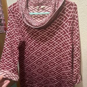 Moth Pink Geometric Cowl Neck Sweater